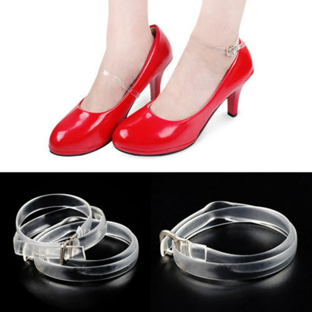 2pc Detachable Clear TPU Shoe Straps Band For Loose High Heeled Shoes Pumps